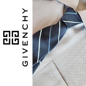 Classic Givenchy Designer Navy Stripe Tie Silk